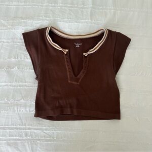 Urban Outfitters brown tight cropped tee
